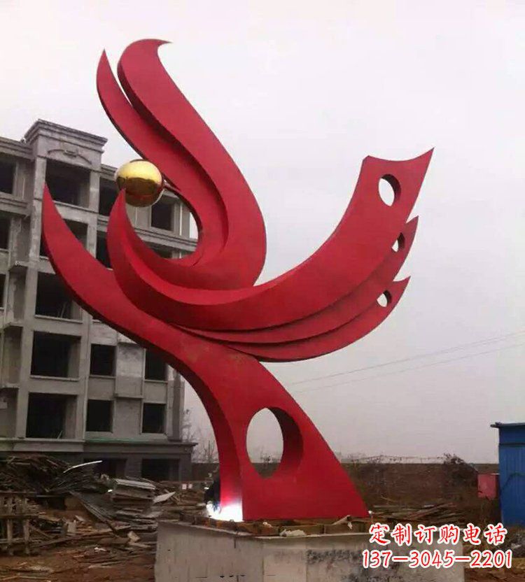山西全新抽象凤凰不锈钢雕塑