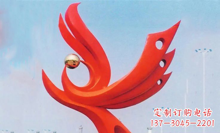 山西广场不锈钢抽象凤凰雕塑_2
