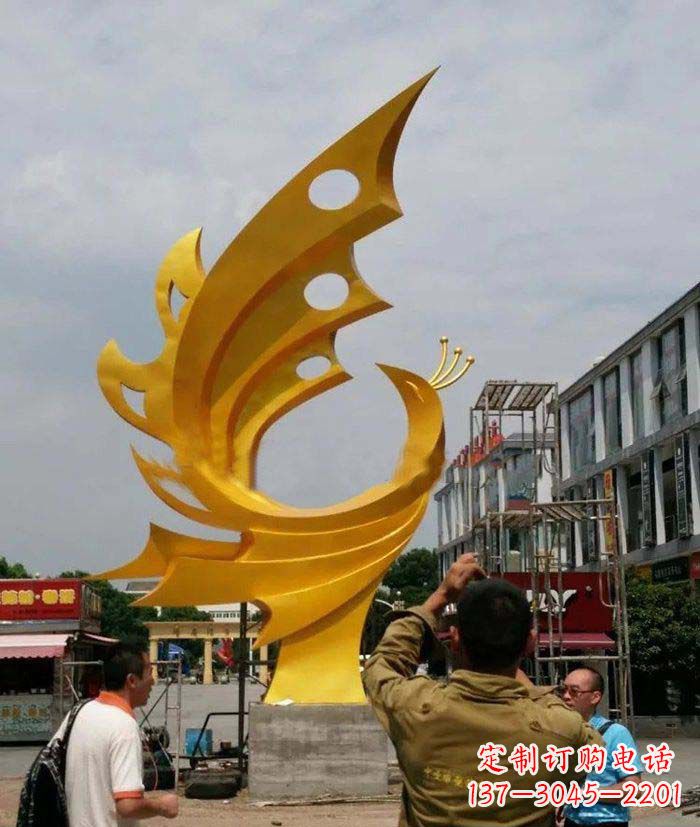 山西广场不锈钢抽象凤凰雕塑1