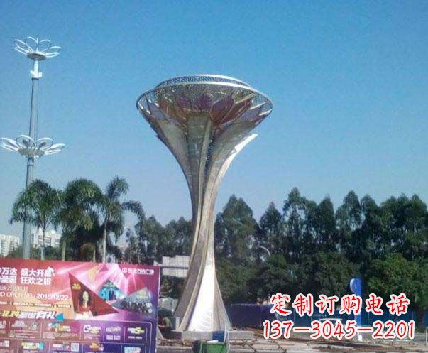 山西精美大型不锈钢抽象莲花雕塑