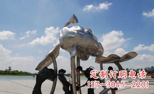 山西广场不锈钢抽象莲花莲叶雕塑