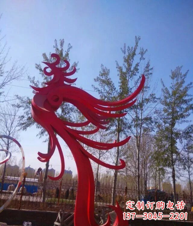 山西广场不锈钢大型抽象凤凰雕塑