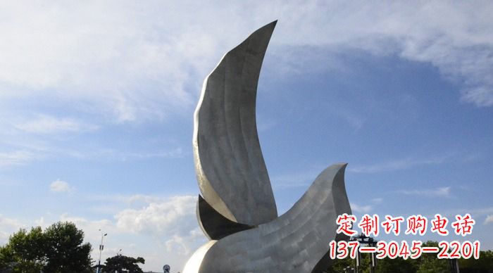 山西广场不锈钢大型抽象和平鸽雕塑