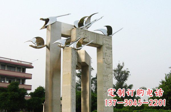 山西展现自然之美的不锈钢大雁动物雕塑