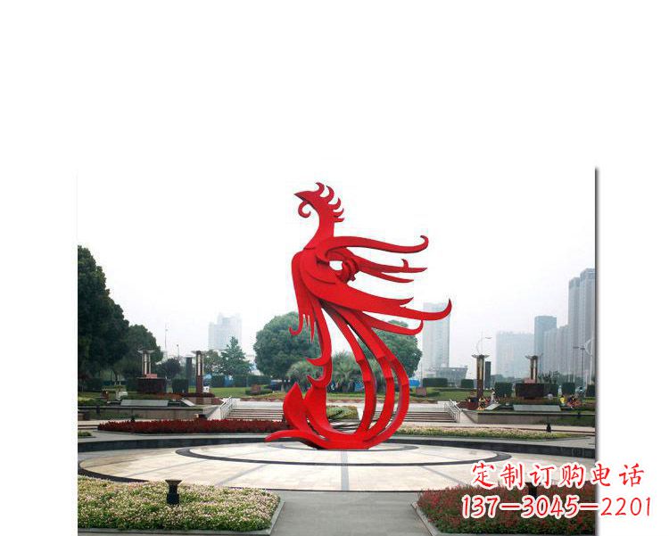 山西广场不锈钢飞翔的凤凰雕塑