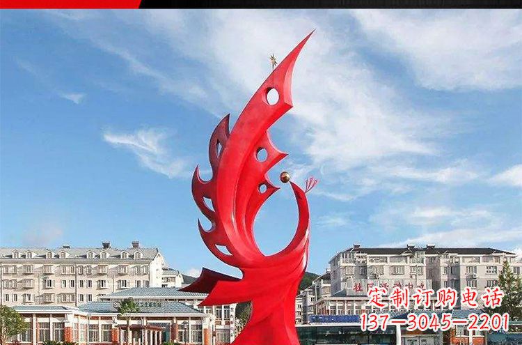 山西广场不锈钢凤凰摆件雕塑1