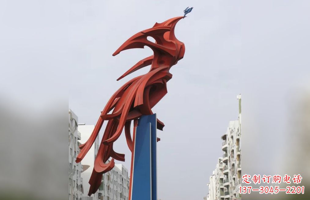 山西广场不锈钢凤凰抽象雕塑