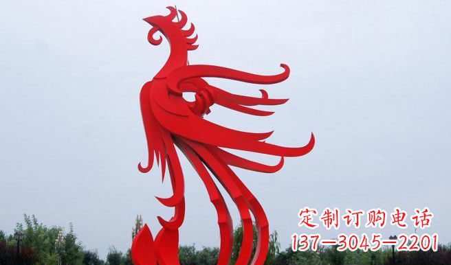 山西广场不锈钢凤凰雕塑 (3)