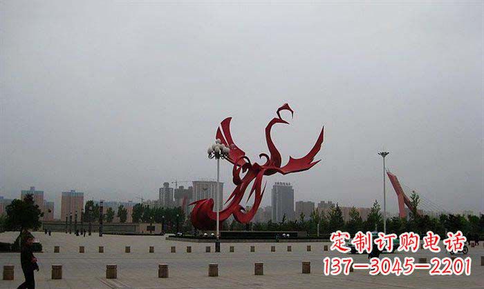 山西广场不锈钢凤凰展翅雕塑