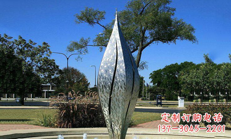 山西广场不锈钢花骨朵喷泉雕塑