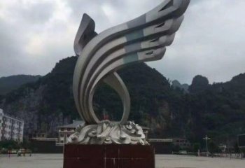 山西令人惊叹的不锈钢抽象翅膀雕塑
