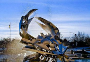 山西凤凰城不锈钢抽象螃蟹雕塑