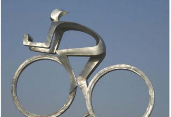 山西室外装饰不锈钢抽象骑自行车人物雕塑