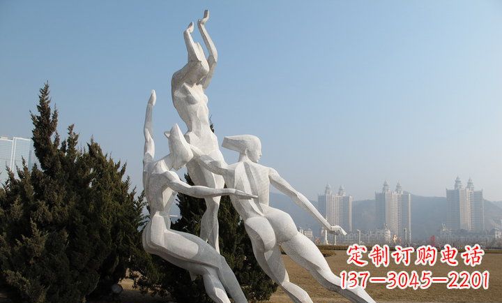 山西广场不锈钢滑冰的女孩雕塑