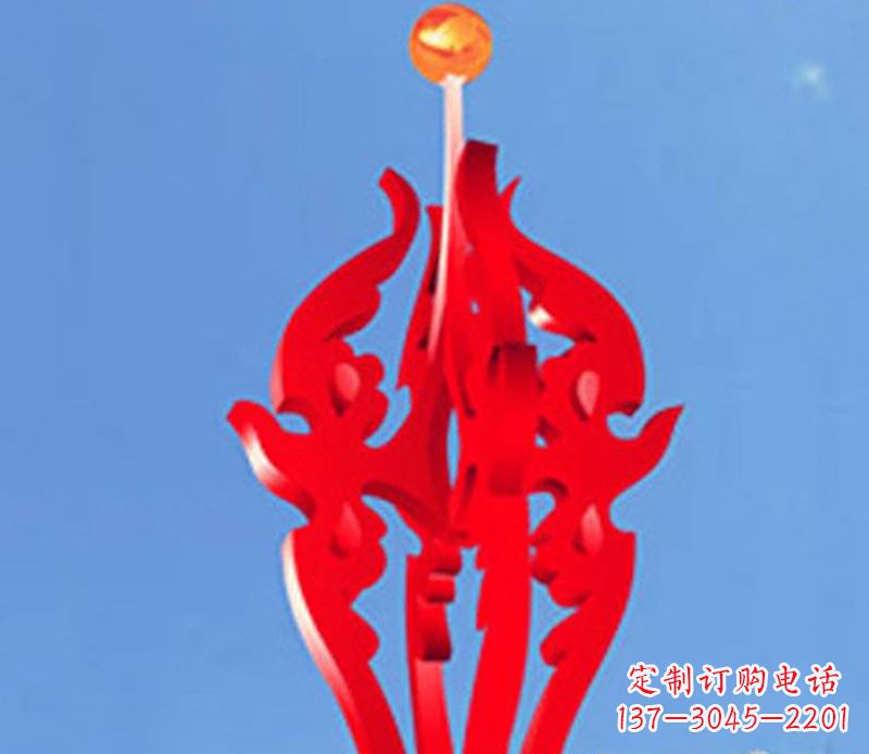 山西中领雕塑出品:不锈钢火苗抽象雕塑