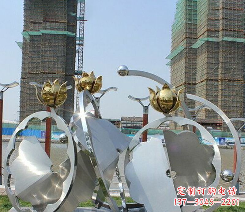 山西精美不锈钢抽象莲花雕塑