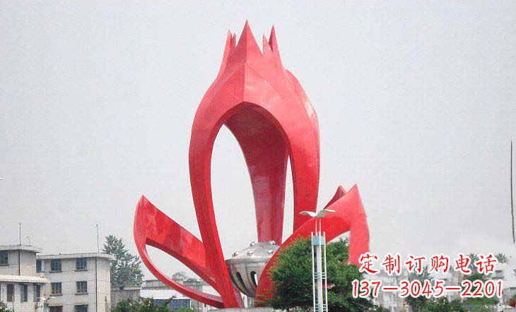 山西广场不锈钢莲花和莲蓬雕塑