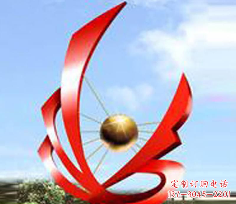 山西让风带来梦想——中领雕塑飘带球网景观雕塑