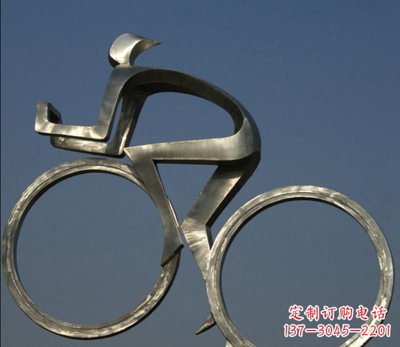山西广场不锈钢骑自行车摆件雕塑