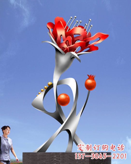 山西精美不锈钢石榴花雕塑,震撼了审美的眼睛