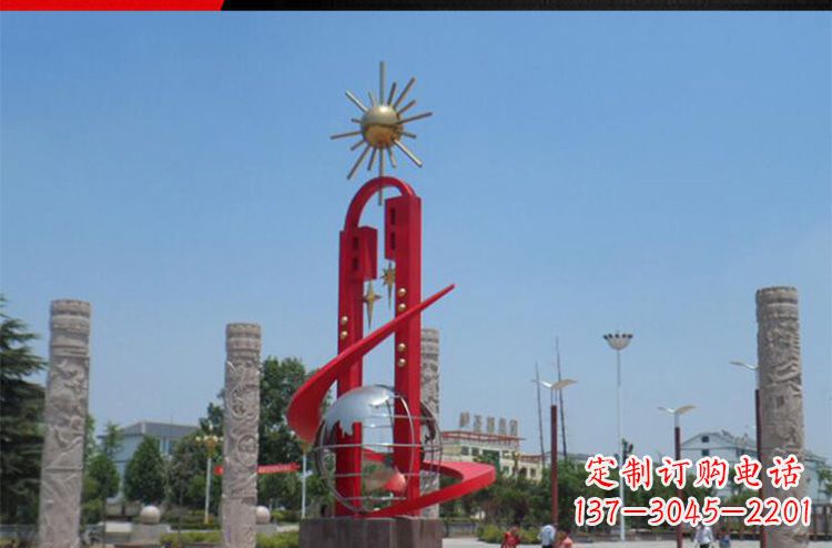 山西广场不锈钢太阳花景观雕塑