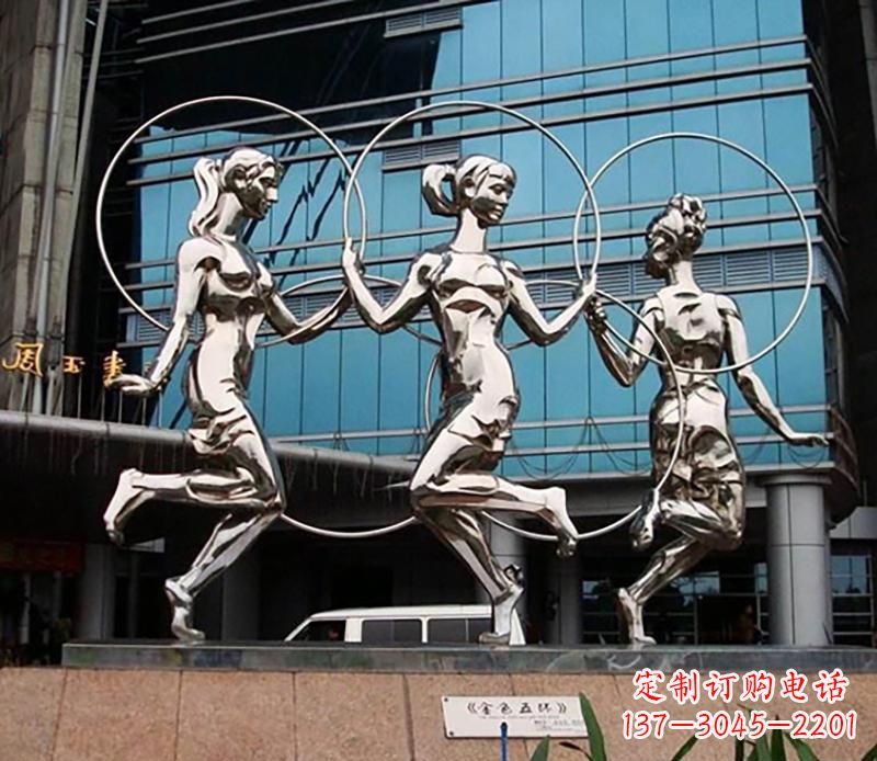 山西广场不锈钢跳舞美女景观雕塑