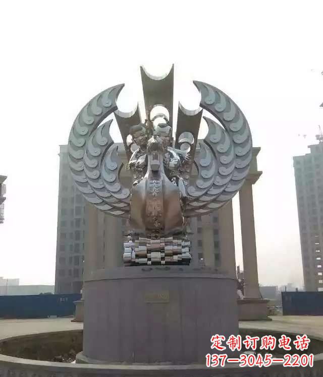 山西广场不锈钢童趣凤凰雕塑