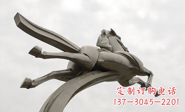 山西广场不锈钢一马当先景观雕塑