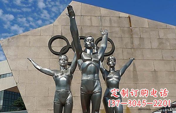 山西广场不锈钢运动员和五环雕塑