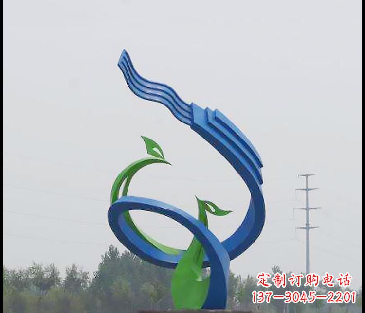 山西完美锻造,彩色不锈钢抽象凤凰雕塑