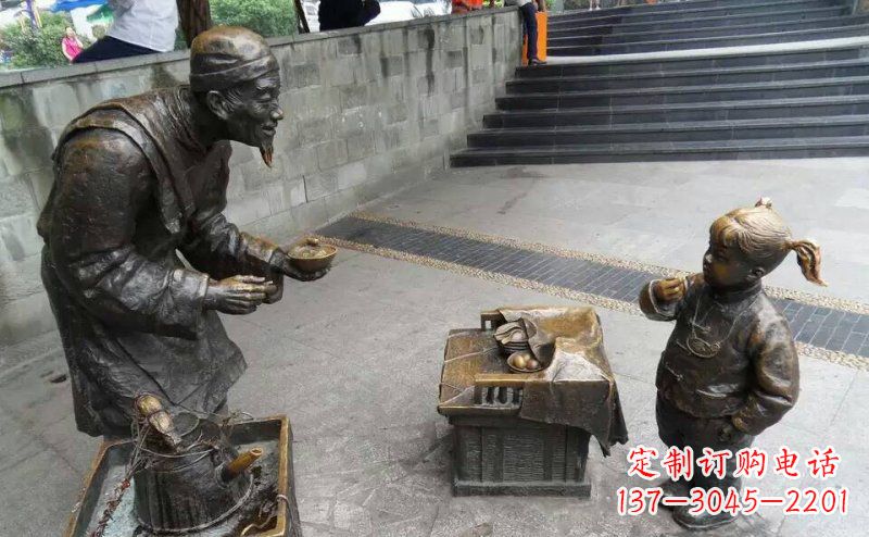 山西小女孩铜雕,古朴优雅