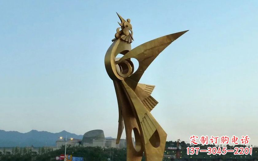 山西中领雕塑出品古典典雅不锈钢凤凰雕塑