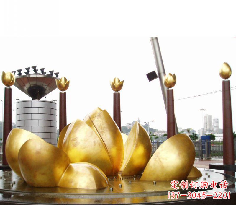 山西广场抽象莲花景观铜雕