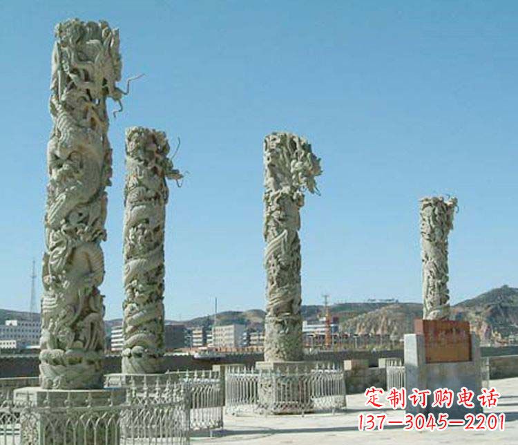 山西中领雕塑的大理石盘龙柱景观石雕