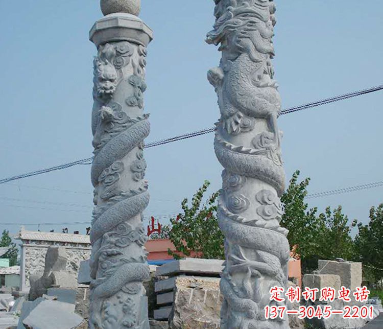 山西高级雕刻工艺的大理石盘龙柱