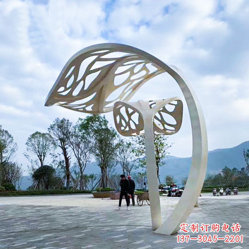 山西精致的不锈钢树叶雕塑