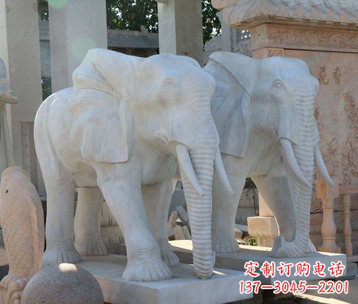 山西广场景观大理石大象石雕 (3)