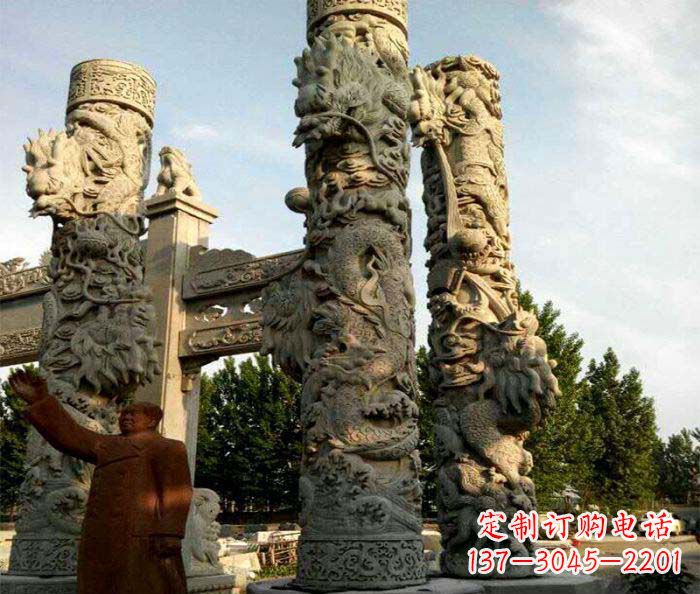 山西中领雕塑推出的震撼龙柱大理石雕,是一种典…