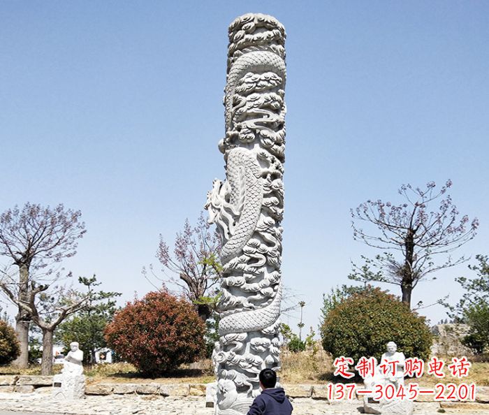 山西广场景观大理石盘龙柱石雕