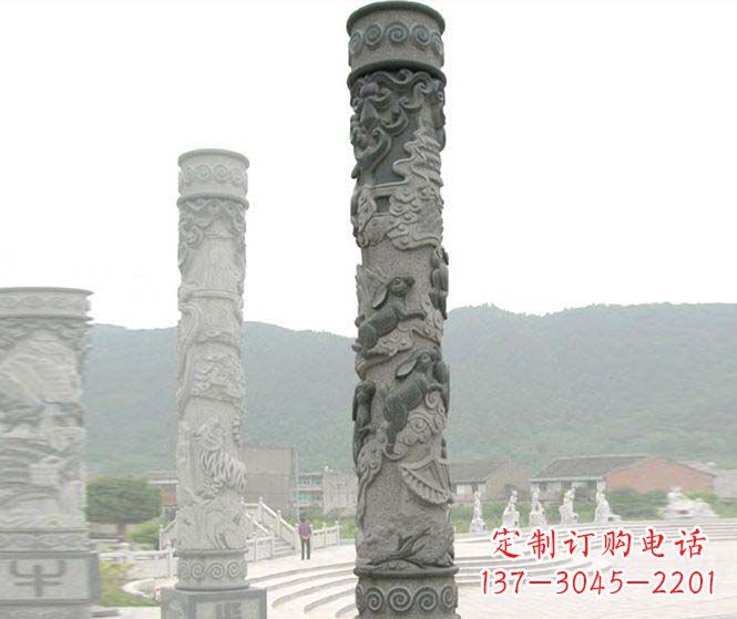 山西中领雕塑:多彩活力的12生肖石柱