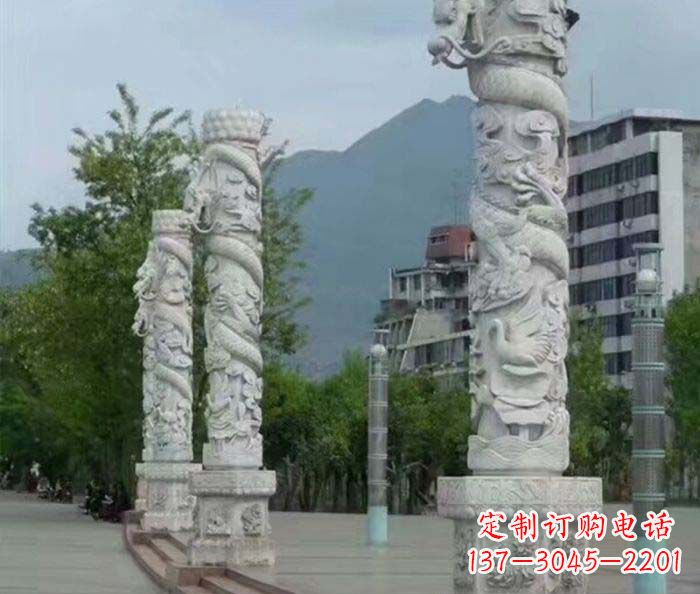 山西定制精美的盘龙柱石雕