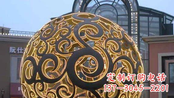山西广场镂空球喷泉不锈钢雕塑