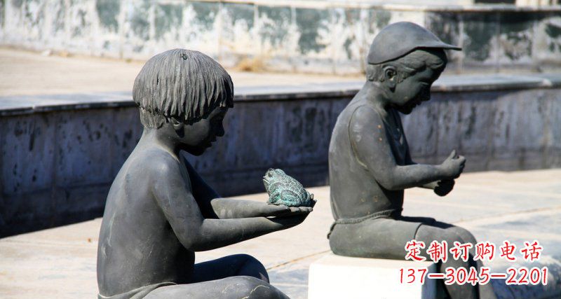山西儿童景观铜雕,携带童趣的青蛙
