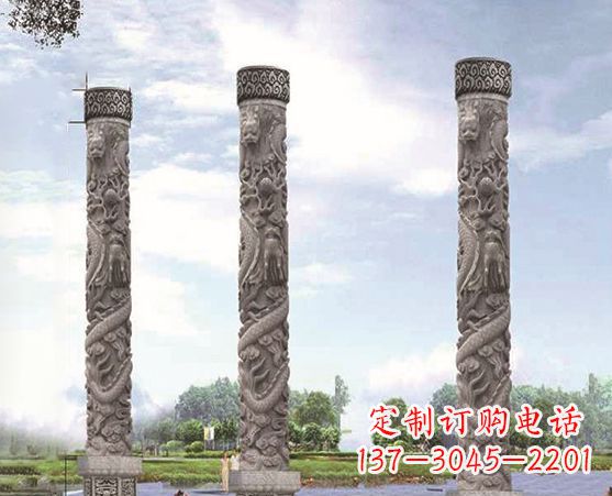 山西广场盘龙柱景观石雕
