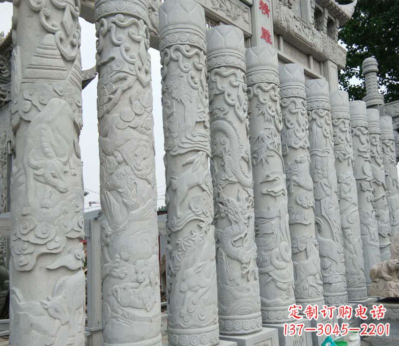 山西中领雕塑:专业定制十二生肖石柱景观石雕