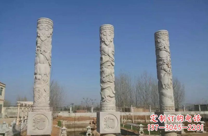 山西十二生肖文化柱石雕,展现传统文化风采