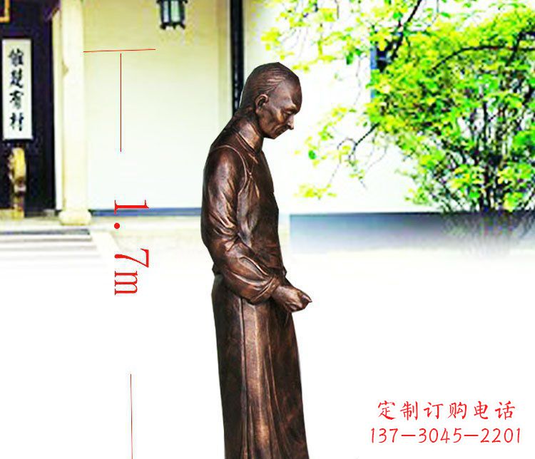 山西定制广场店小二人物铜雕塑