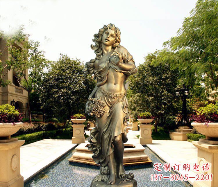 山西华丽蓬勃的铜雕女神像