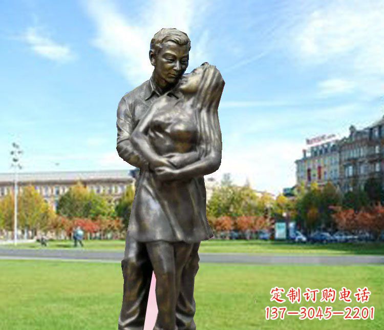 山西一颗爱的心,用铜雕情侣人物雕塑表达