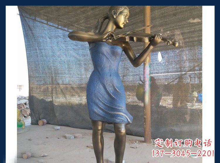 山西广场铜雕西方美女拉小提琴人物雕塑